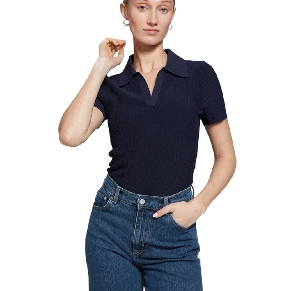 & Other Stories Cropped Open Collar Knit Top